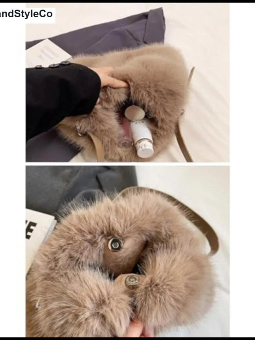 Faux Fur Furry Hobo Bag Soft Plush Shoulder Purse Adjustable Strap Women's